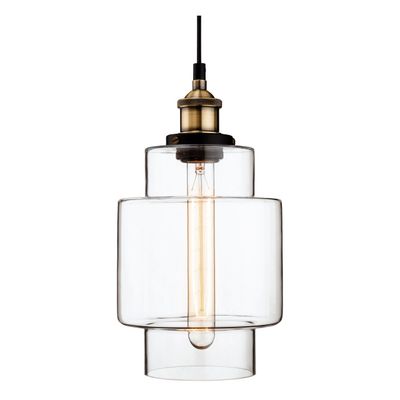 Firstlight Empire 17cm Pendant Light Stepped Clear in Antique Brass