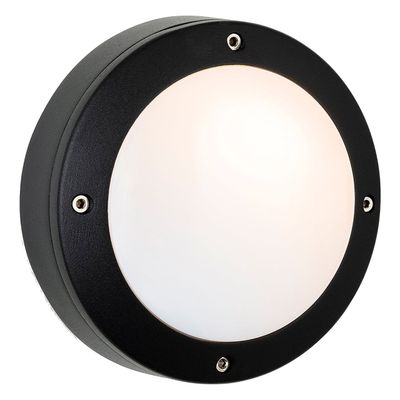 Firstlight Nova Outdoor Wall Bulkhead Opal in Black