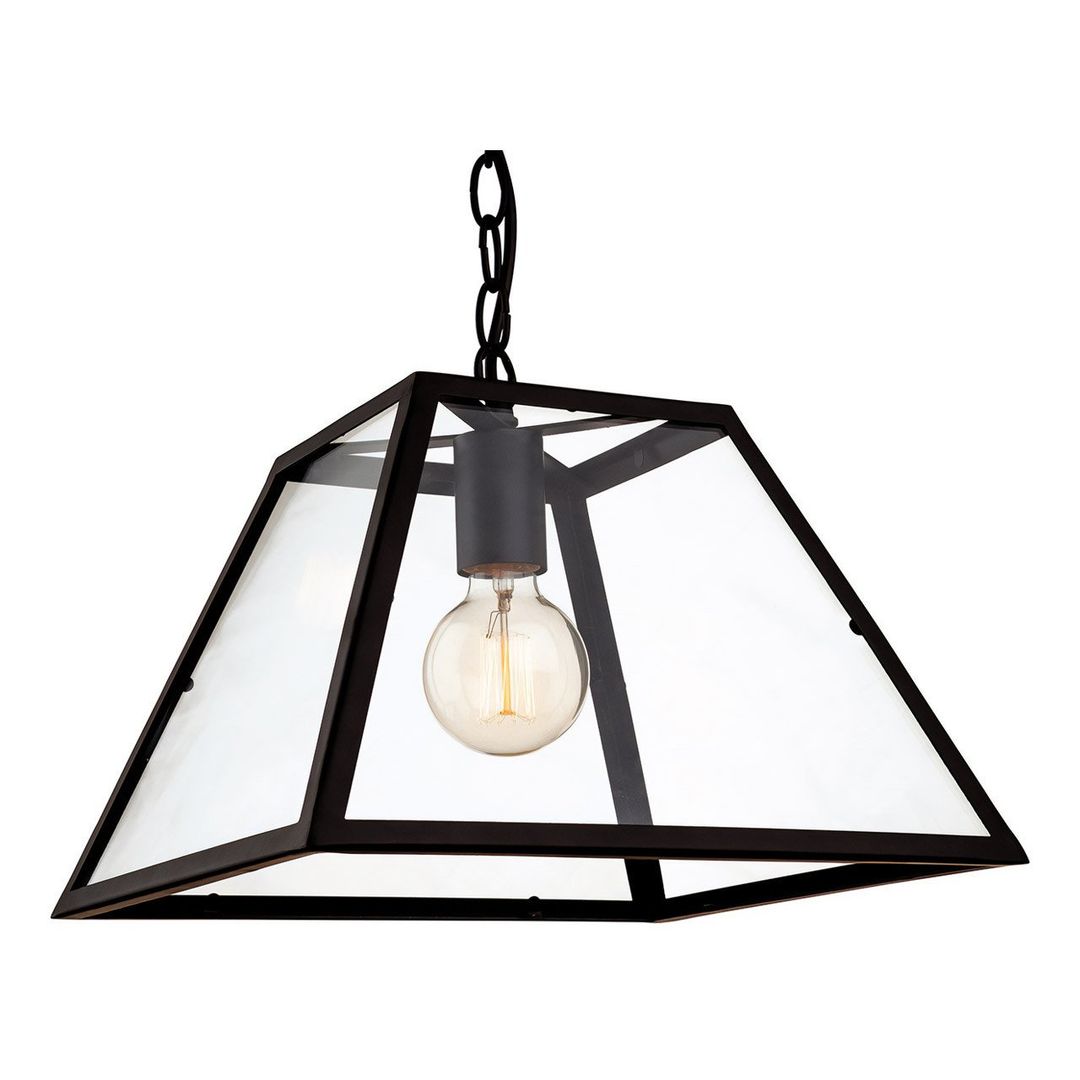 Firstlight Kew 33cm Box Pendant Light Clear in Black - Image 1
