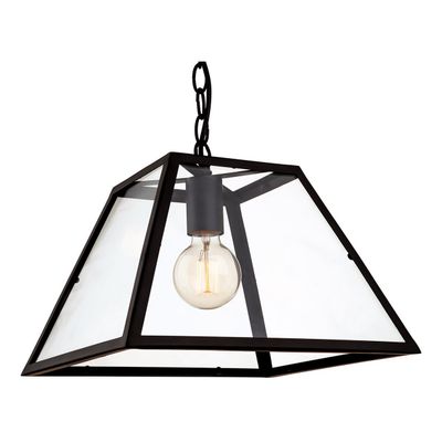 Firstlight Kew 33cm Box Pendant Light Clear in Black