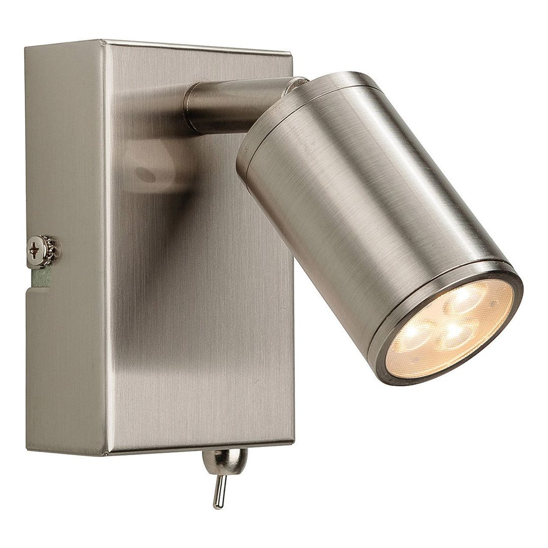 Firstlight LED Orion Wall Wall Spotlight with On/Off Switch Warm White 3000K in Brushed Steel - Image 1