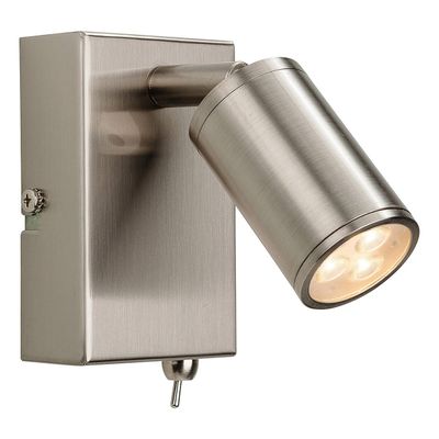 Firstlight LED Orion Wall Wall Spotlight with On/Off Switch Warm White 3000K in Brushed Steel