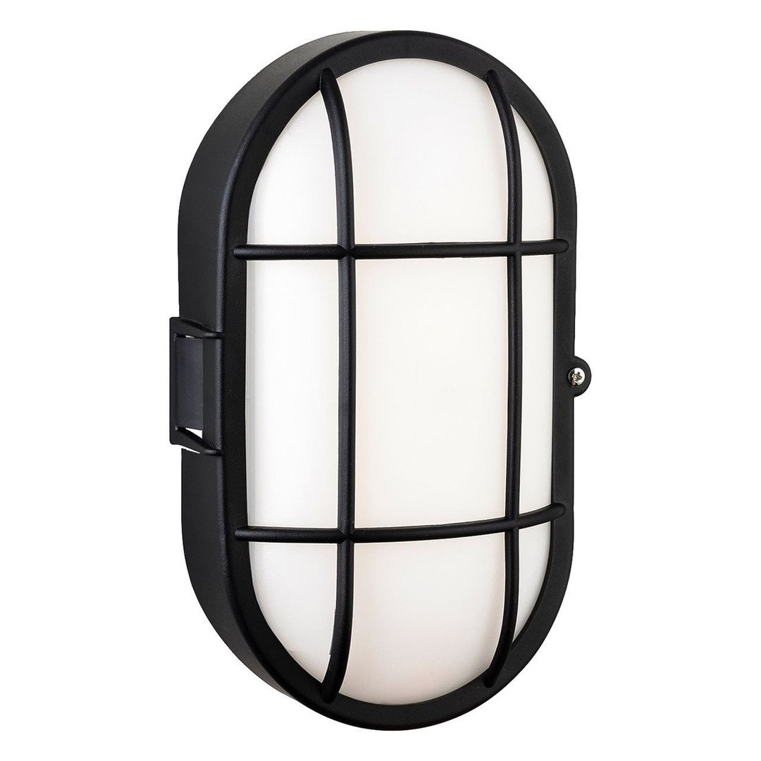 Firstlight LED Lewis Oval Outdoor Wall Bulkhead Warm White 3000K Opal in Black - Image 1