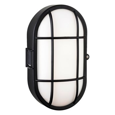 Firstlight LED Lewis Oval Outdoor Wall Bulkhead Warm White 3000K Opal in Black