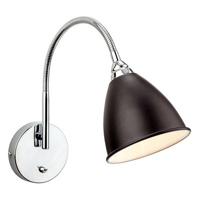 Firstlight Bari Contemporary Style Flexible Wall Light with On/Off Switch Black and Chrome