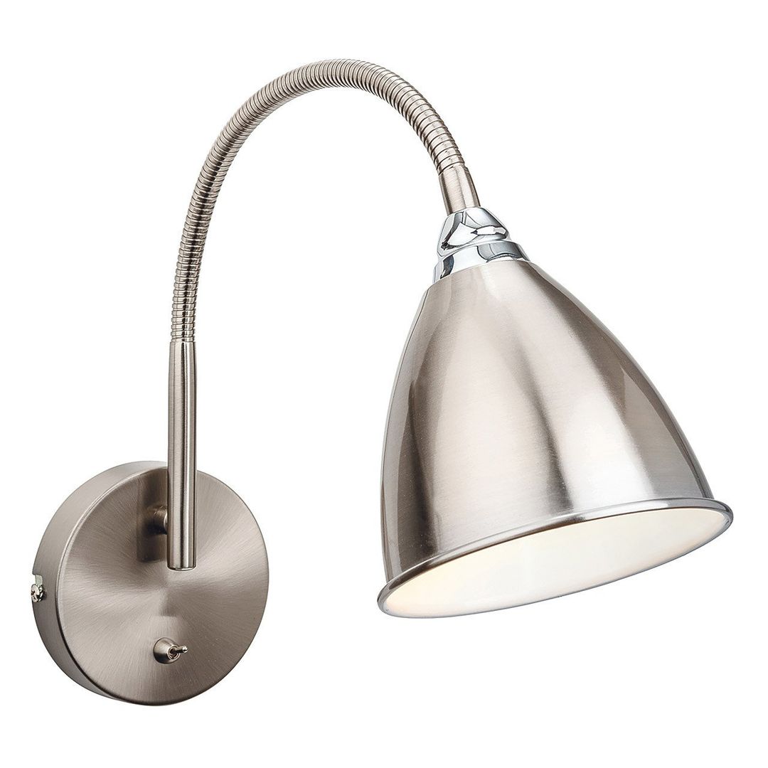 Firstlight Bari Flexible Wall Wall Light with On/Off Switch in Brushed Steel and Chrome - Image 1