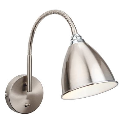 Firstlight Bari Flexible Wall Wall Light with On/Off Switch in Brushed Steel and Chrome