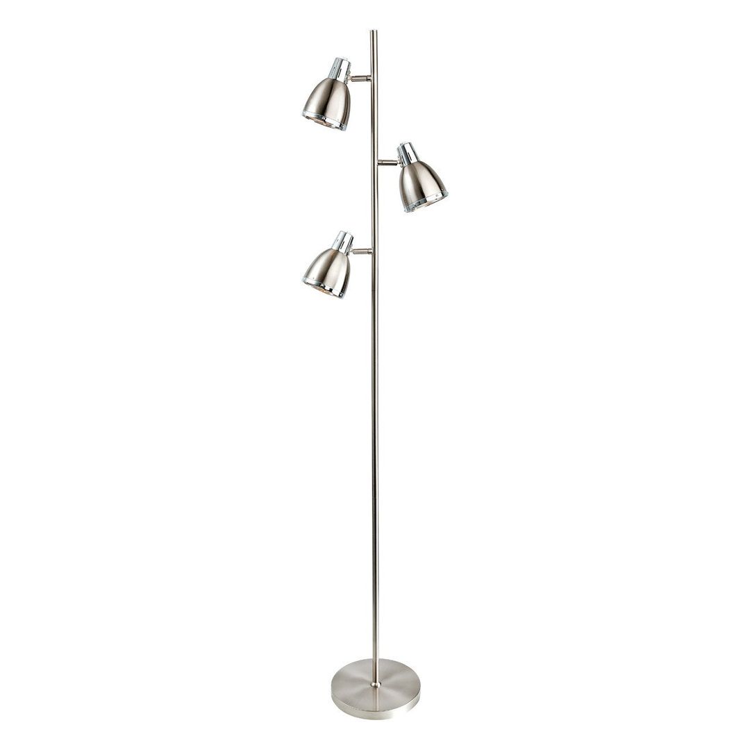 Firstlight Vogue 3-Light Floor Lamp with On/Off Foot Switch in Brushed Steel and Chrome - Image 1