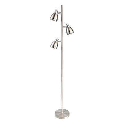 Firstlight Vogue 3-Light Floor Lamp with On/Off Foot Switch in Brushed Steel and Chrome