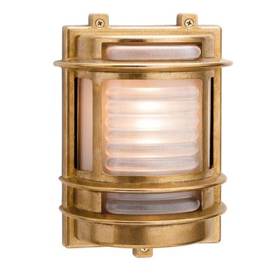 Firstlight Nautic Rectangular Outdoor Wall Bulkhead Frosted in Solid Brass