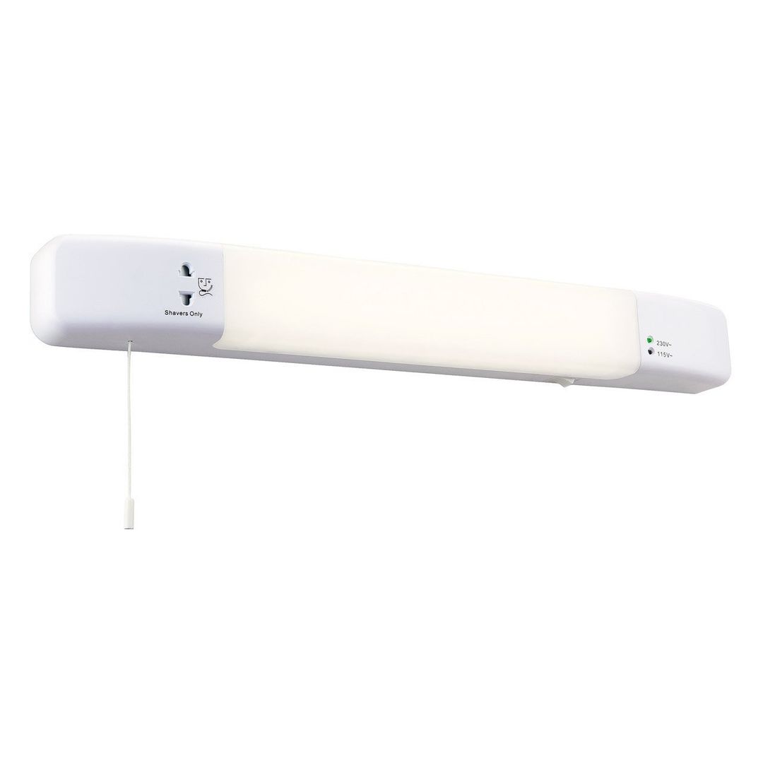 Firstlight LED Slimline Shaver Light with On/Off Pull Cord Cool White 4000K Opal in White - Image 1