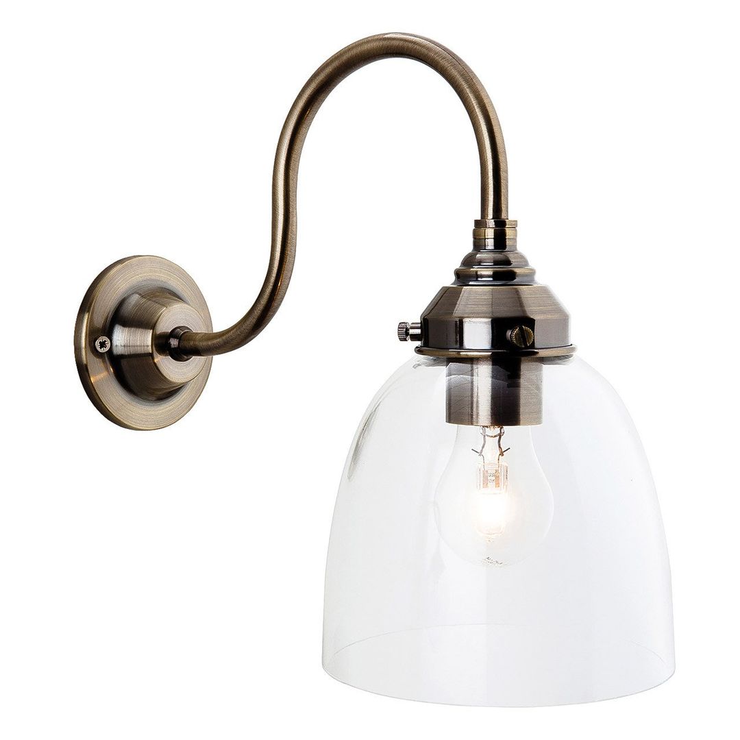 Firstlight Victoria Bell Wall Wall Light Clear in Antique Brass - Image 1
