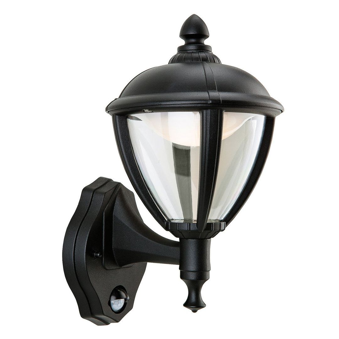 Firstlight LED Unite Uplight Outdoor Wall Lantern PIR Sensor Warm White 3000K Opal in Black - Image 1