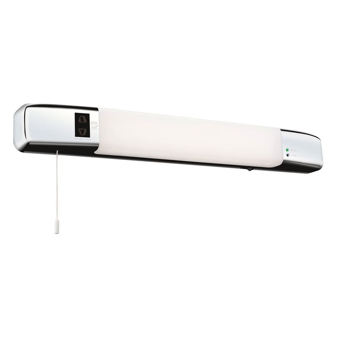Firstlight LED Slimline Shaver Light with On/Off Pull Cord Cool White 4000K Opal in Chrome - Image 1