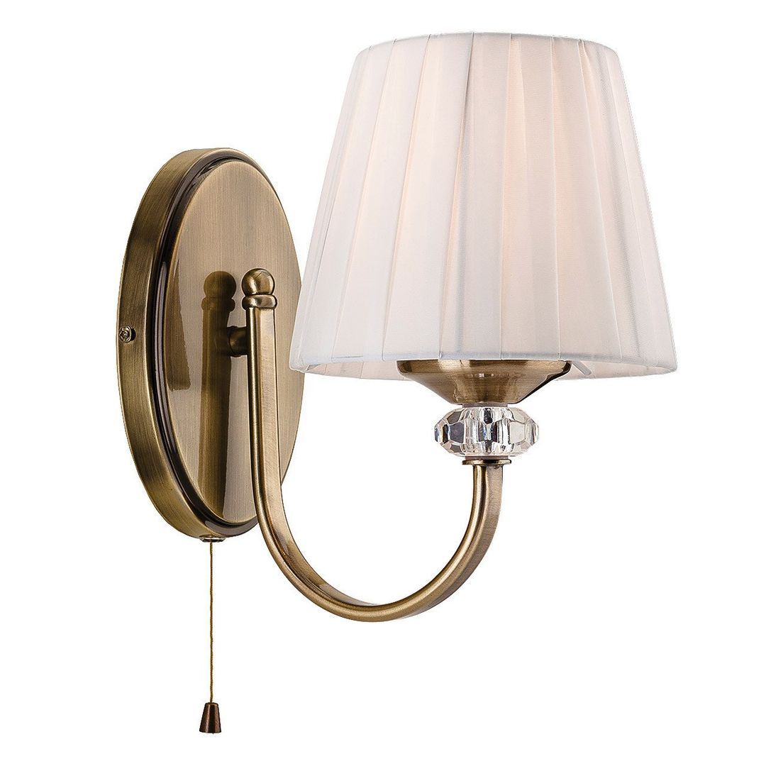 Firstlight Langham Wall Wall Light with On/Off Pull Cord in Cream and Antique Brass - Image 1