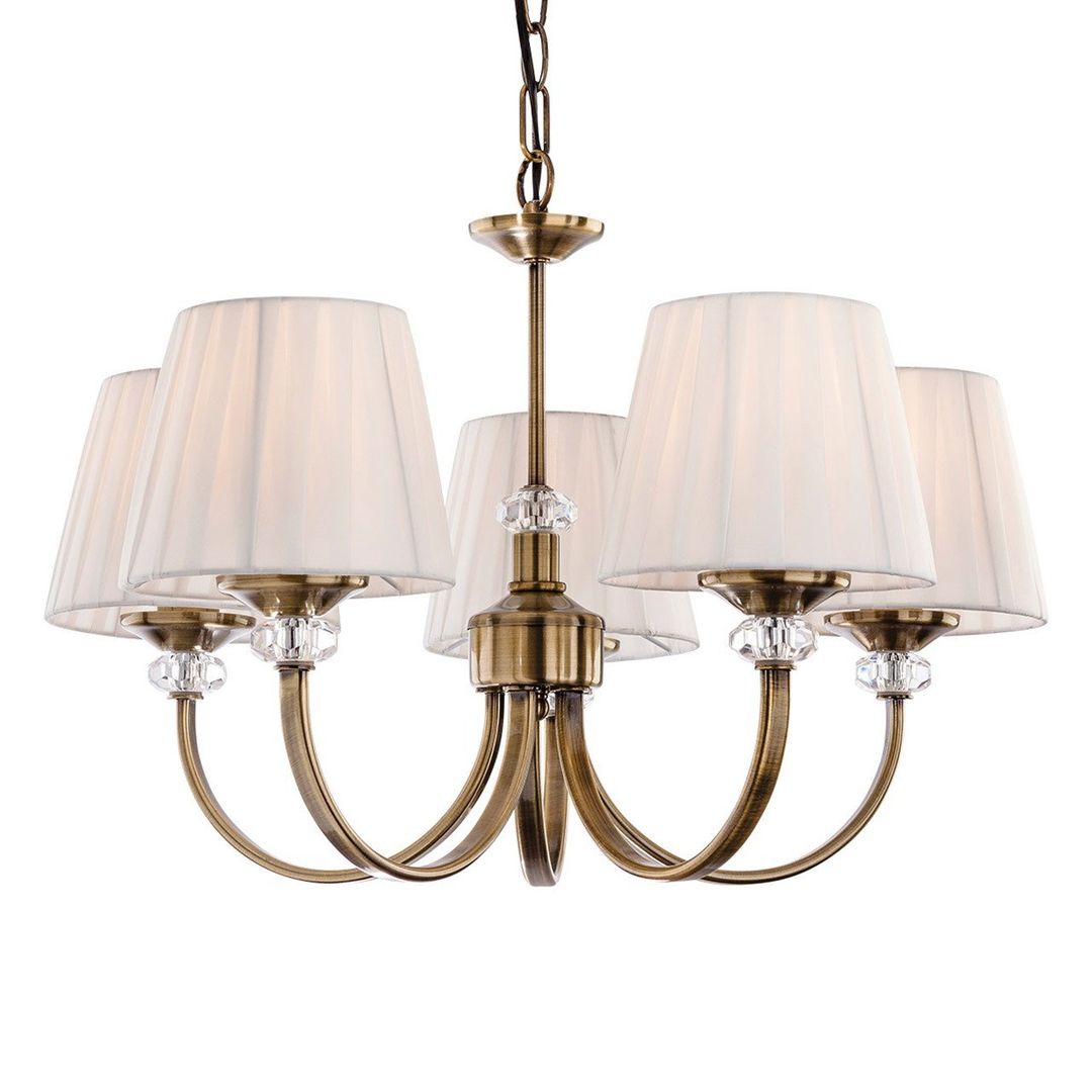Firstlight Langham 5-Light Pendant Light in Cream and Antique Brass - Image 1