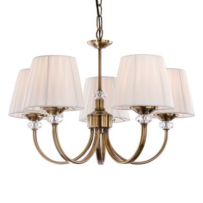Firstlight Langham 5-Light Pendant Light in Cream and Antique Brass