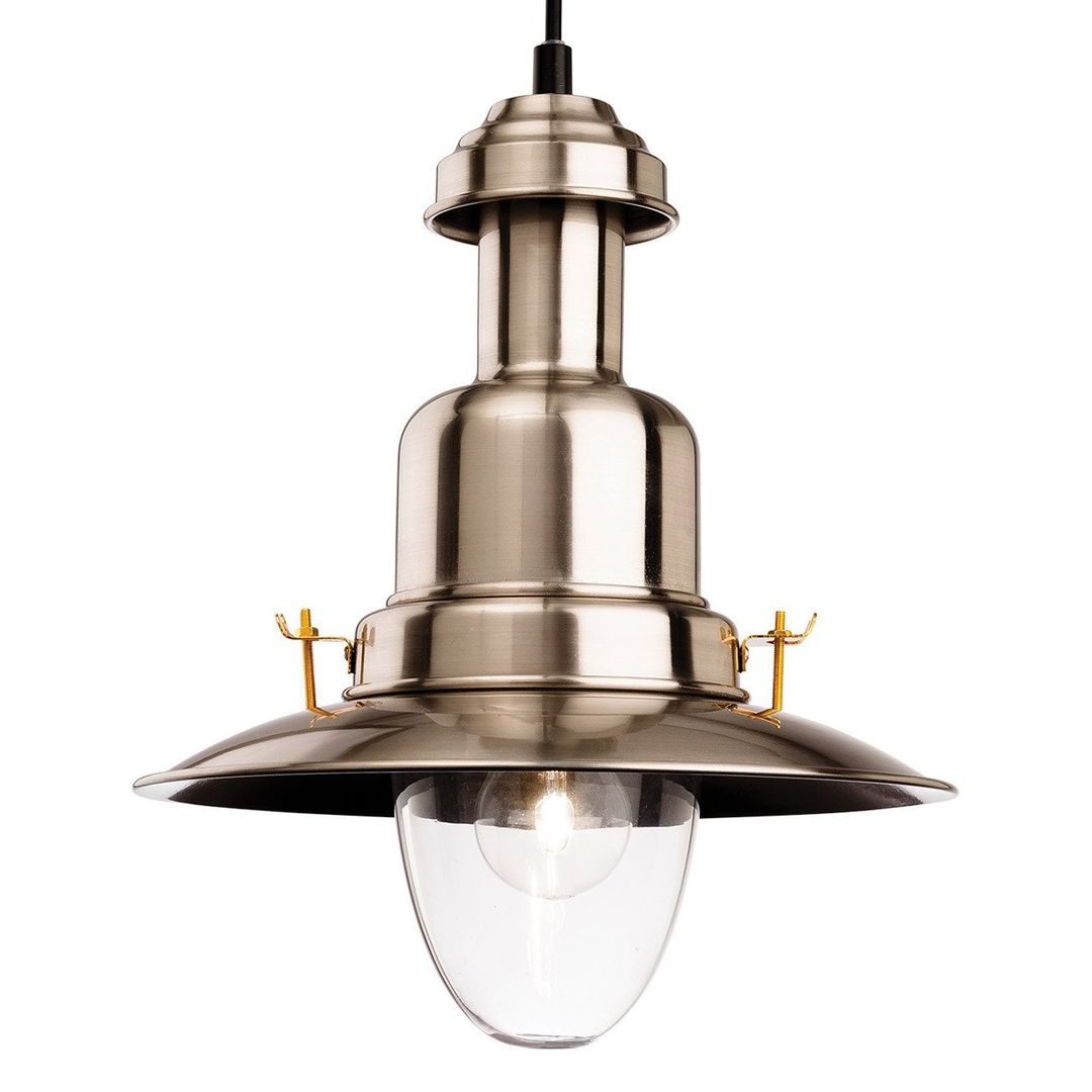 Firstlight Classic 26cm Pendant Light Clear in Brushed Steel - Image 1