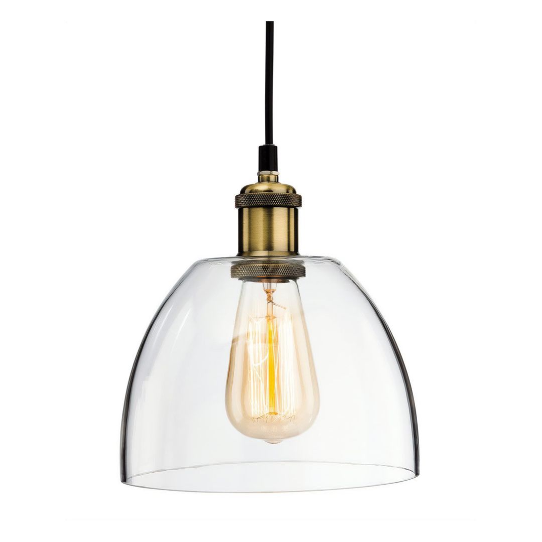 Firstlight Empire 19.5cm Pendant Light Clear in Antique Brass - Image 1