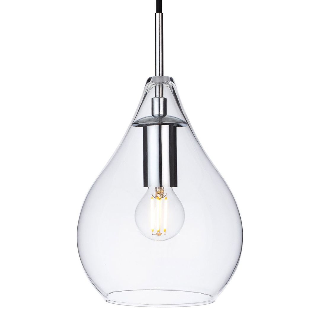 Firstlight Omar Teardrop-Shaped Pendant Light Clear Ribbed in Chrome - Image 1