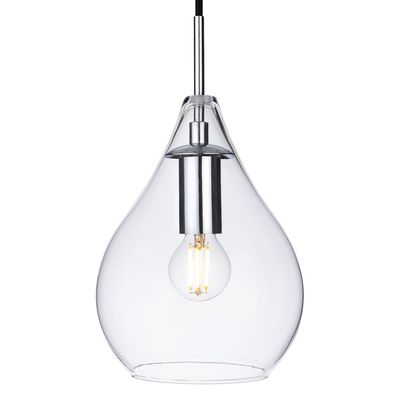 Firstlight Omar Teardrop-Shaped Pendant Light Clear Ribbed in Chrome