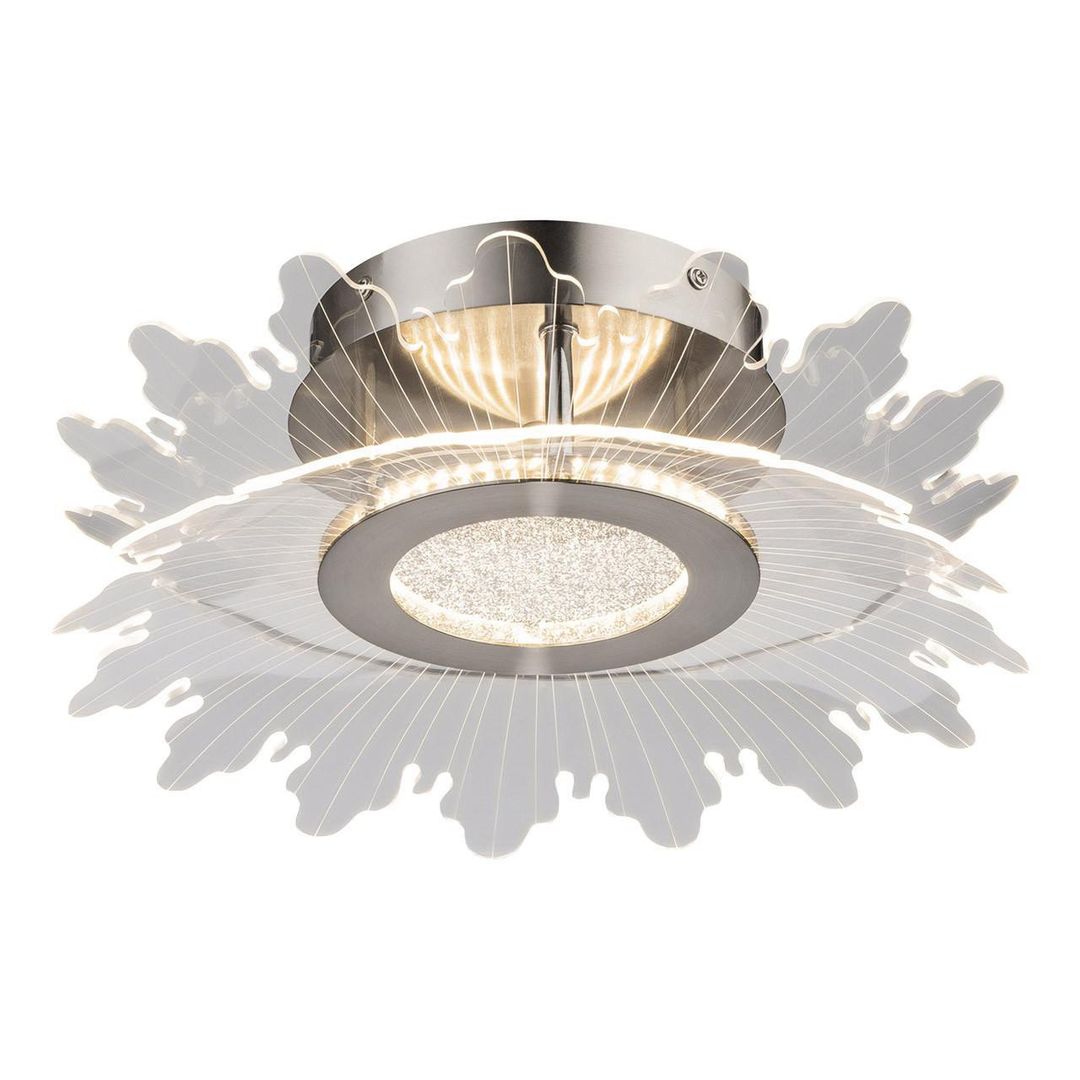Firstlight LED Trinity Flower Flush Ceiling Light 3000K Transparent Acrylic in Brushed Steel - Image 1