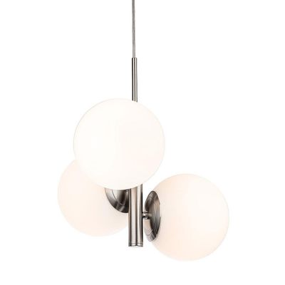 Firstlight Oyster 3-Light Pendant Light Opal in Brushed Steel