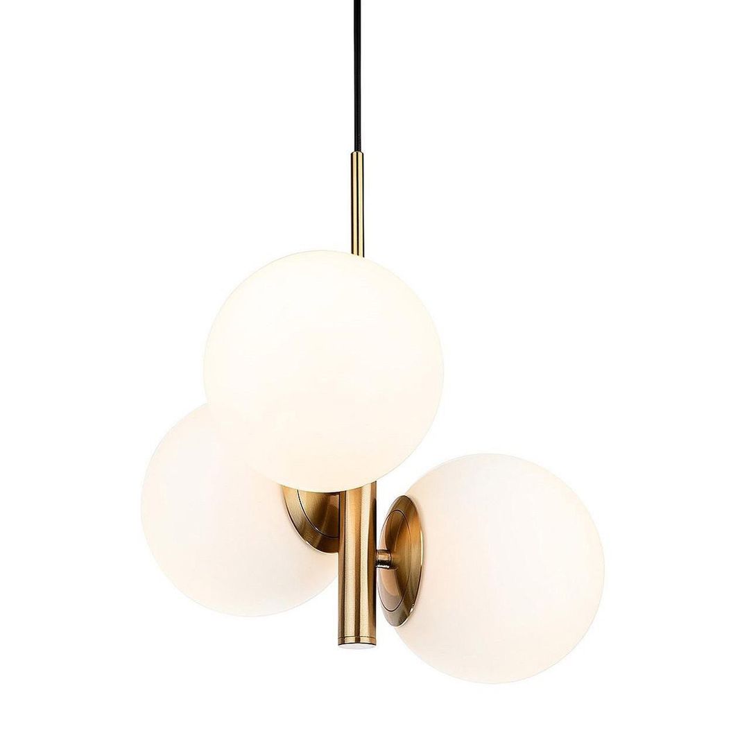 Firstlight Oyster 3-Light Pendant Light Opal in Brushed Brass - Image 1