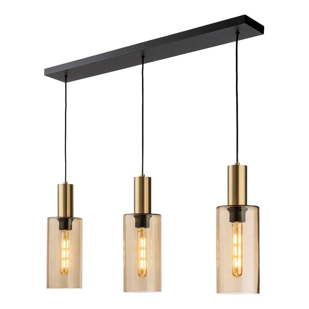 Firstlight Rimini 3-Light Pendant Light Amber in Satin Brass - Image 1