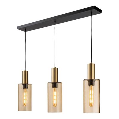 Firstlight Rimini 3-Light Pendant Light Amber in Satin Brass