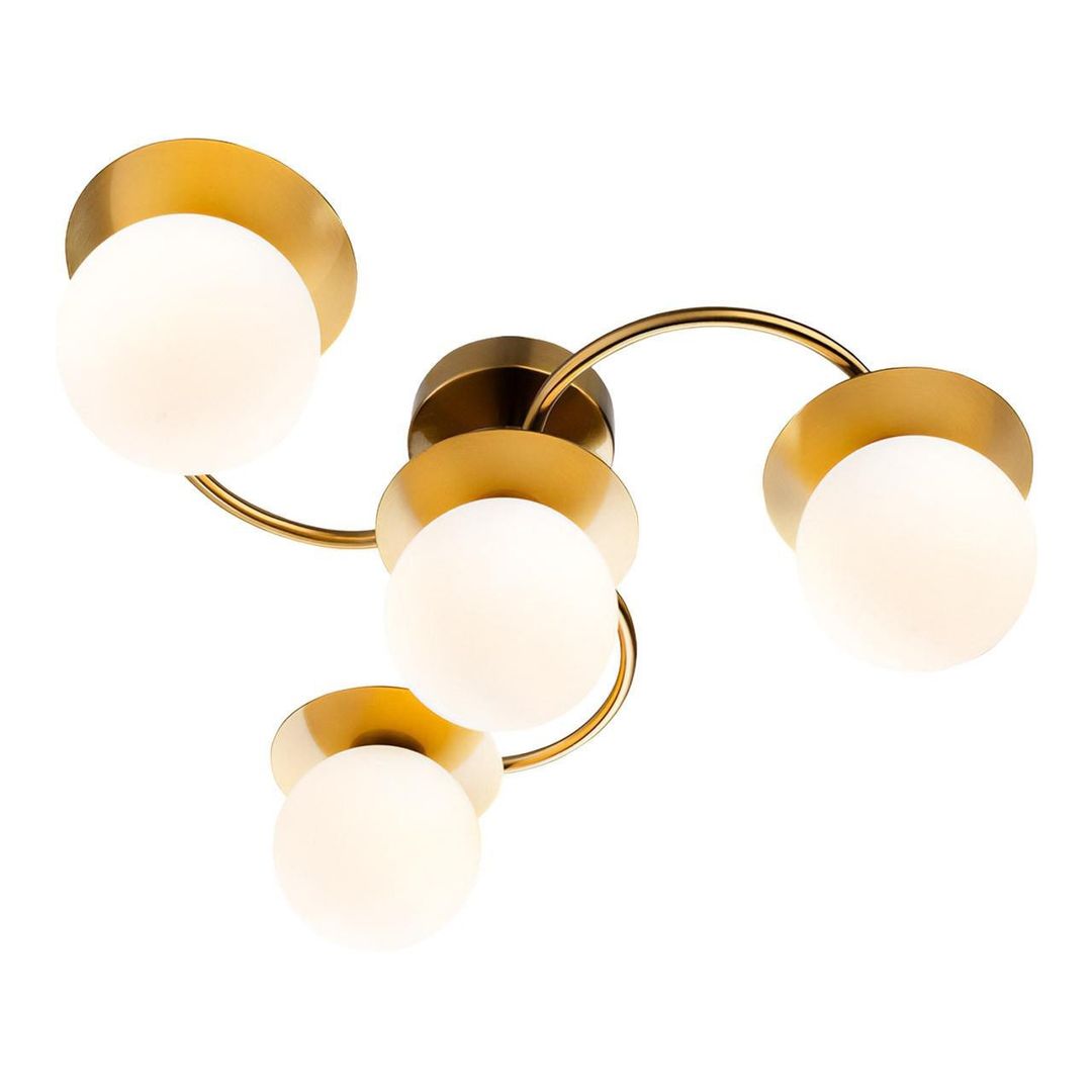 Firstlight Jules 4-Light Semi-Flush Ceiling Light Opal in Brushed Brass - Image 1