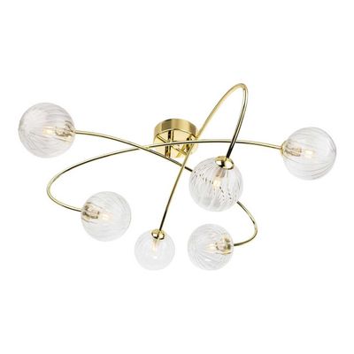 Firstlight Atom 6-Light Semi-Flush Ceiling Light Clear in Brass