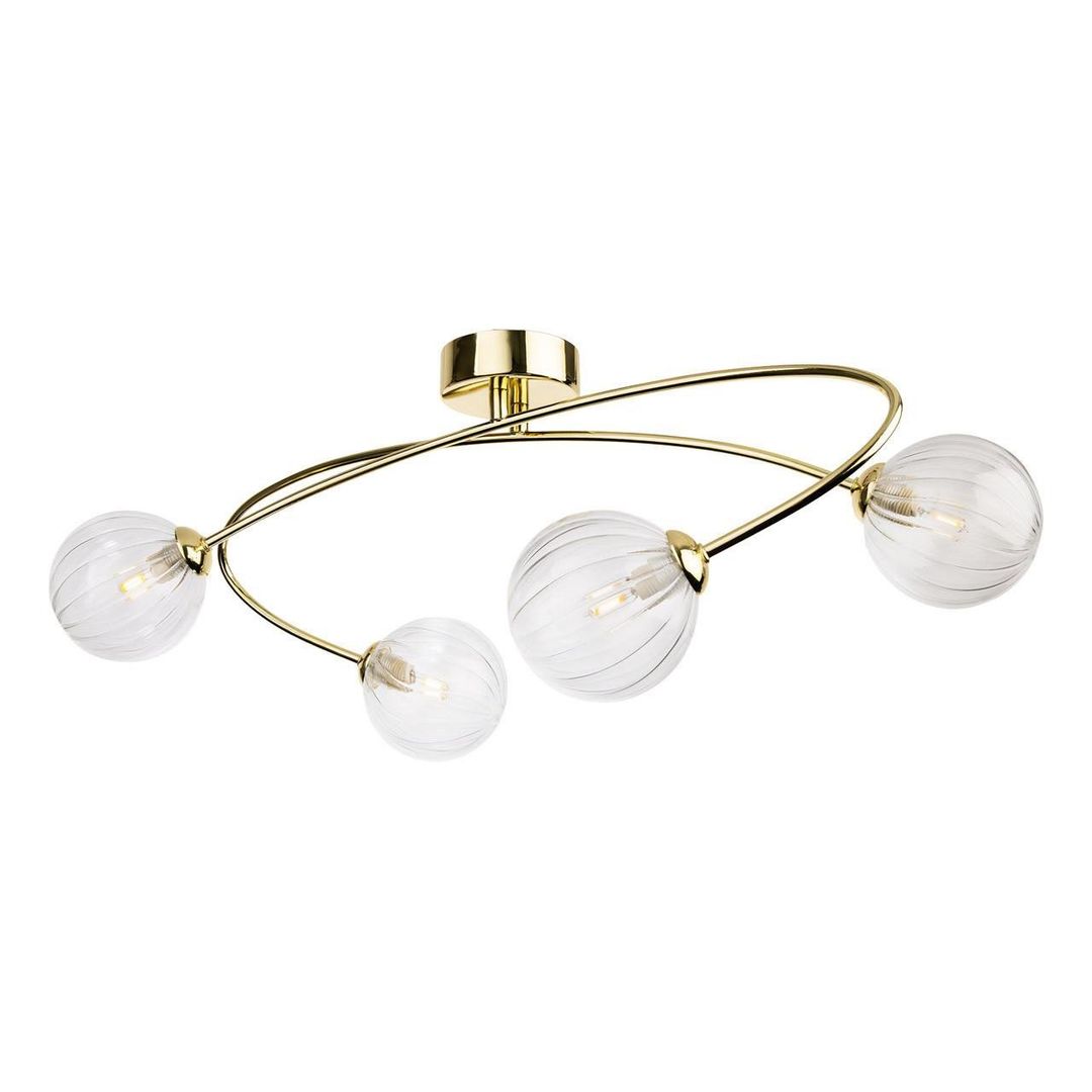 Firstlight Atom 4-Light Semi-Flush Ceiling Light Clear in Brass - Image 1