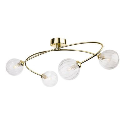 Firstlight Atom 4-Light Semi-Flush Ceiling Light Clear in Brass