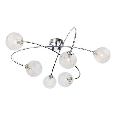 Firstlight Atom 6-Light Semi-Flush Ceiling Light Clear in Chrome