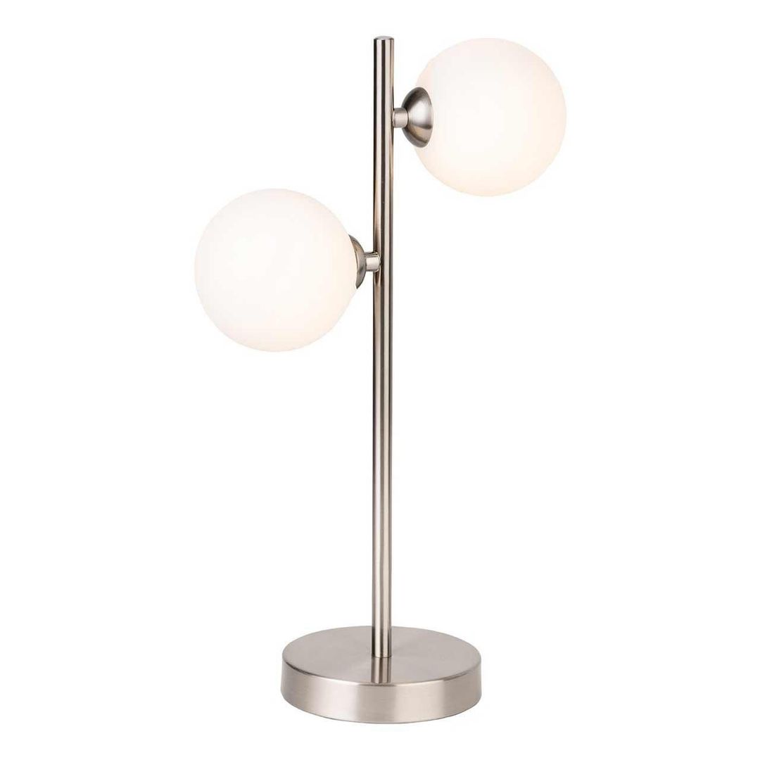 Firstlight Lyric 2-Light Table Lamp with On/Off Switch Opal in Brushed Steel - Image 1