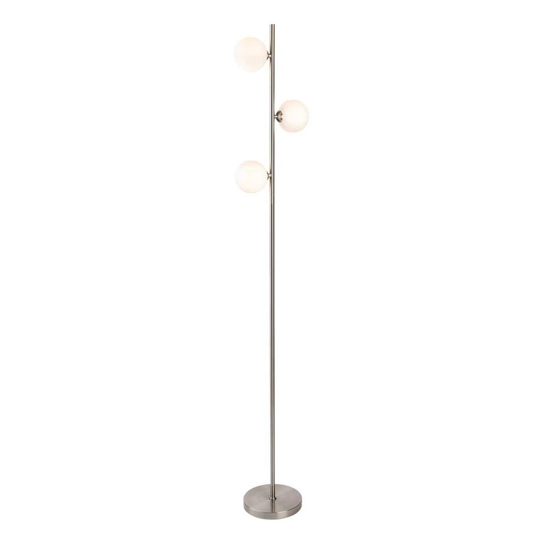 Firstlight Lyric 3-Light Floor Lamp with On/Off Switch Modern Style Opal Glass in Brushed Steel - Image 1
