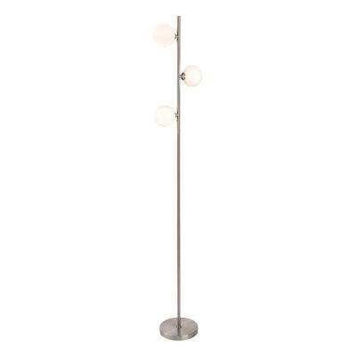 Firstlight Lyric 3-Light Floor Lamp with On/Off Switch Modern Style Opal Glass in Brushed Steel