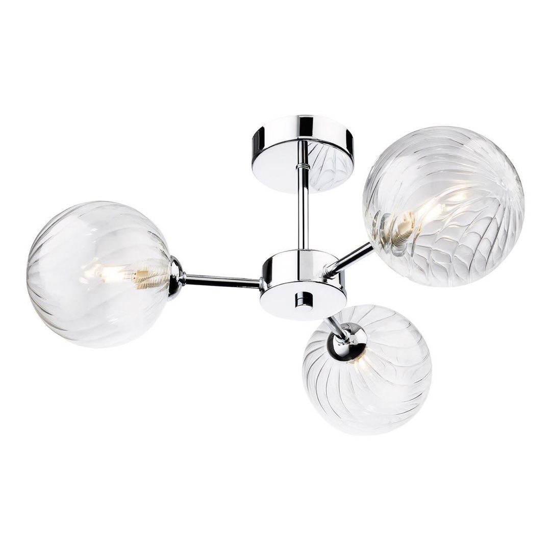 Firstlight Garrick 3-Light Semi-Flush Ceiling Light Clear in Chrome - Image 1