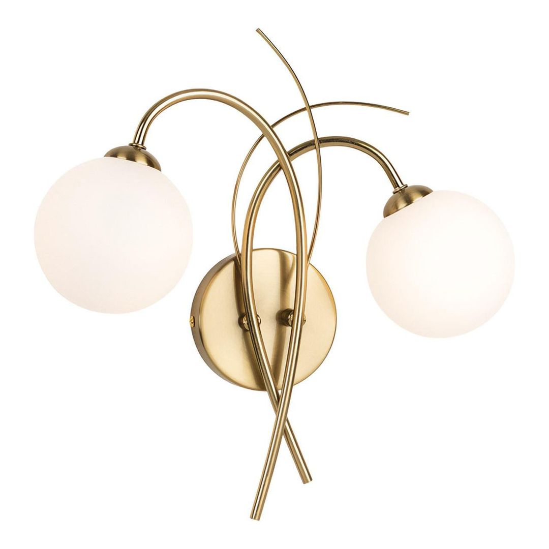Firstlight Elba 2-Light Wall Wall Light Opal in Brushed Brass - Image 1
