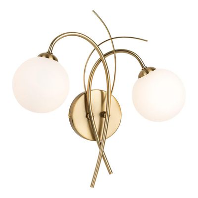 Firstlight Elba 2-Light Wall Wall Light Opal in Brushed Brass
