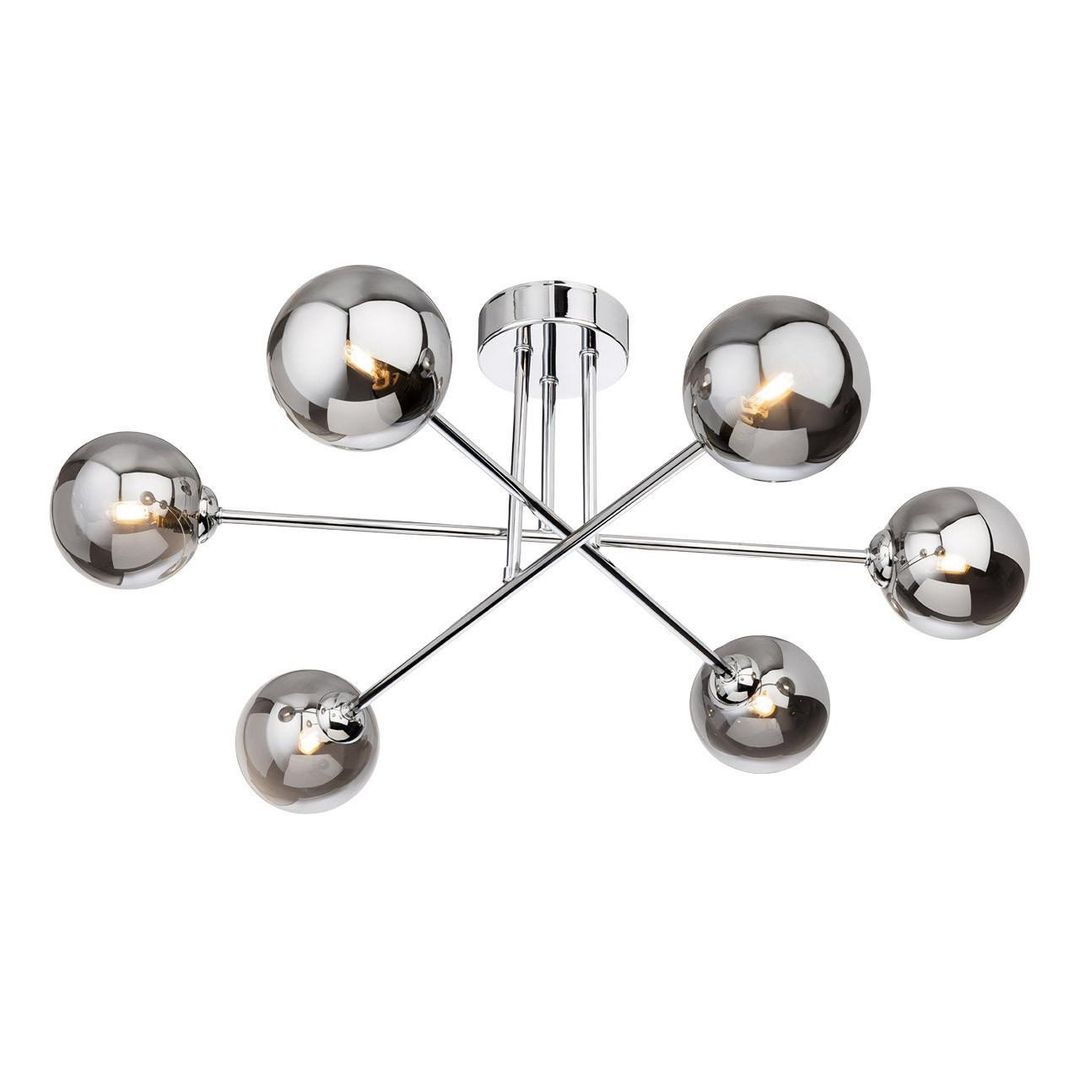 Firstlight Lando 6-Light Semi-Flush Ceiling Light Smoked in Chrome - Image 1
