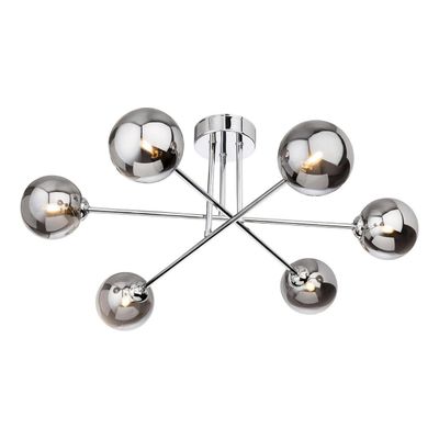 Firstlight Lando 6-Light Semi-Flush Ceiling Light Smoked in Chrome