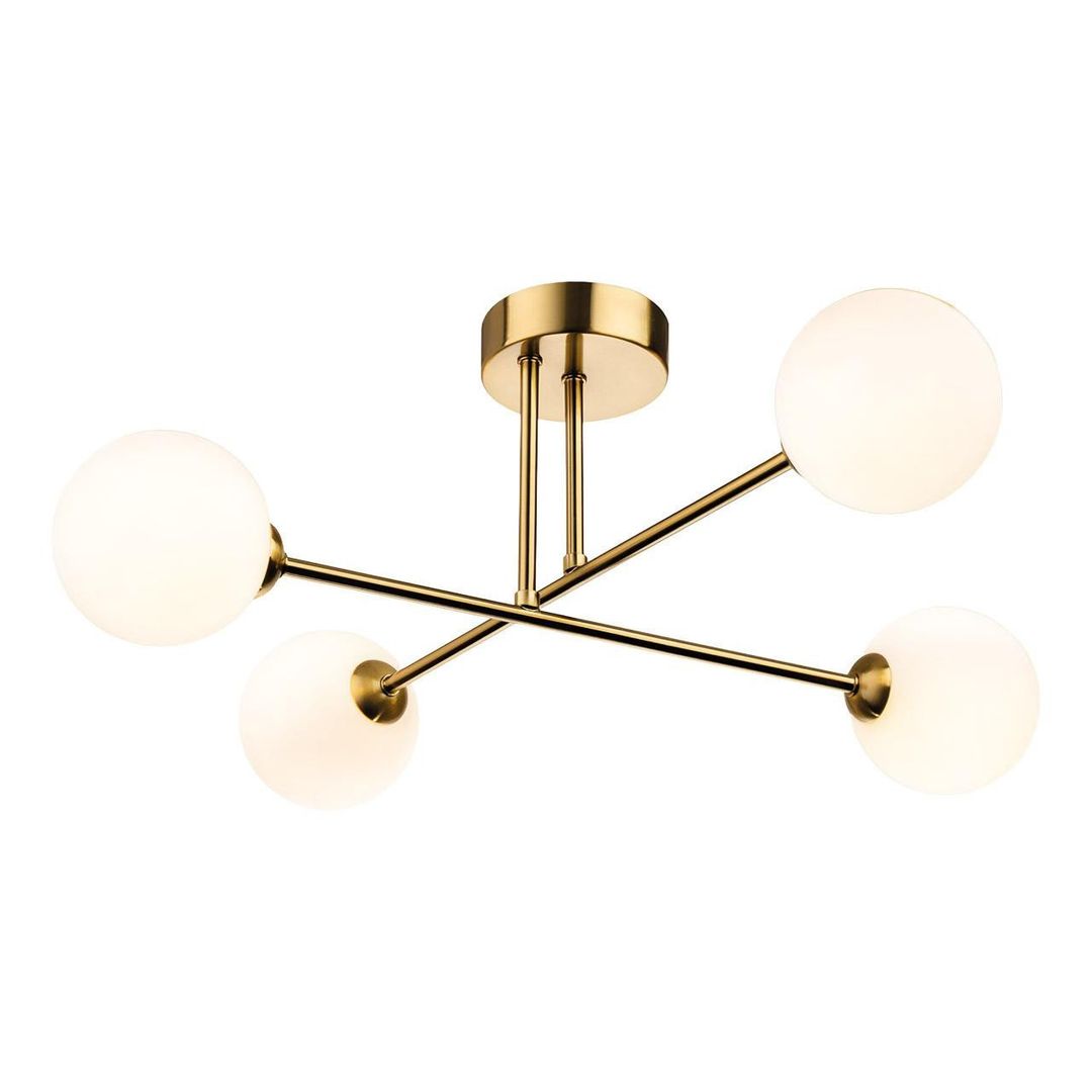 Firstlight Lando 4-Light Semi-Flush Ceiling Light Opal in Brushed Brass - Image 1