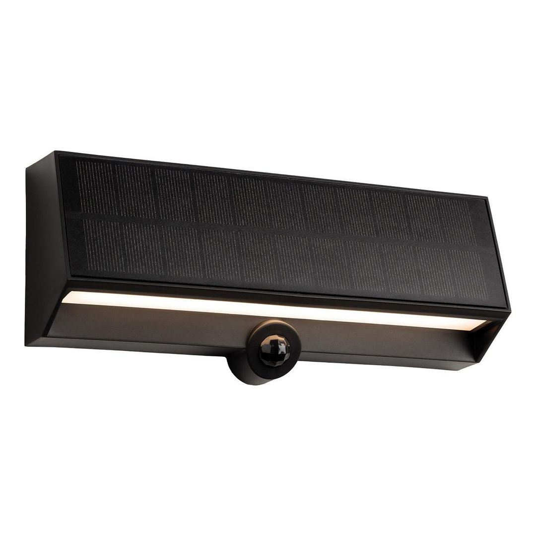 Firstlight LED Augusta Solar 220mm Outdoor Wall Light with PIR Sensor Warm White 3000K in Black - Image 1