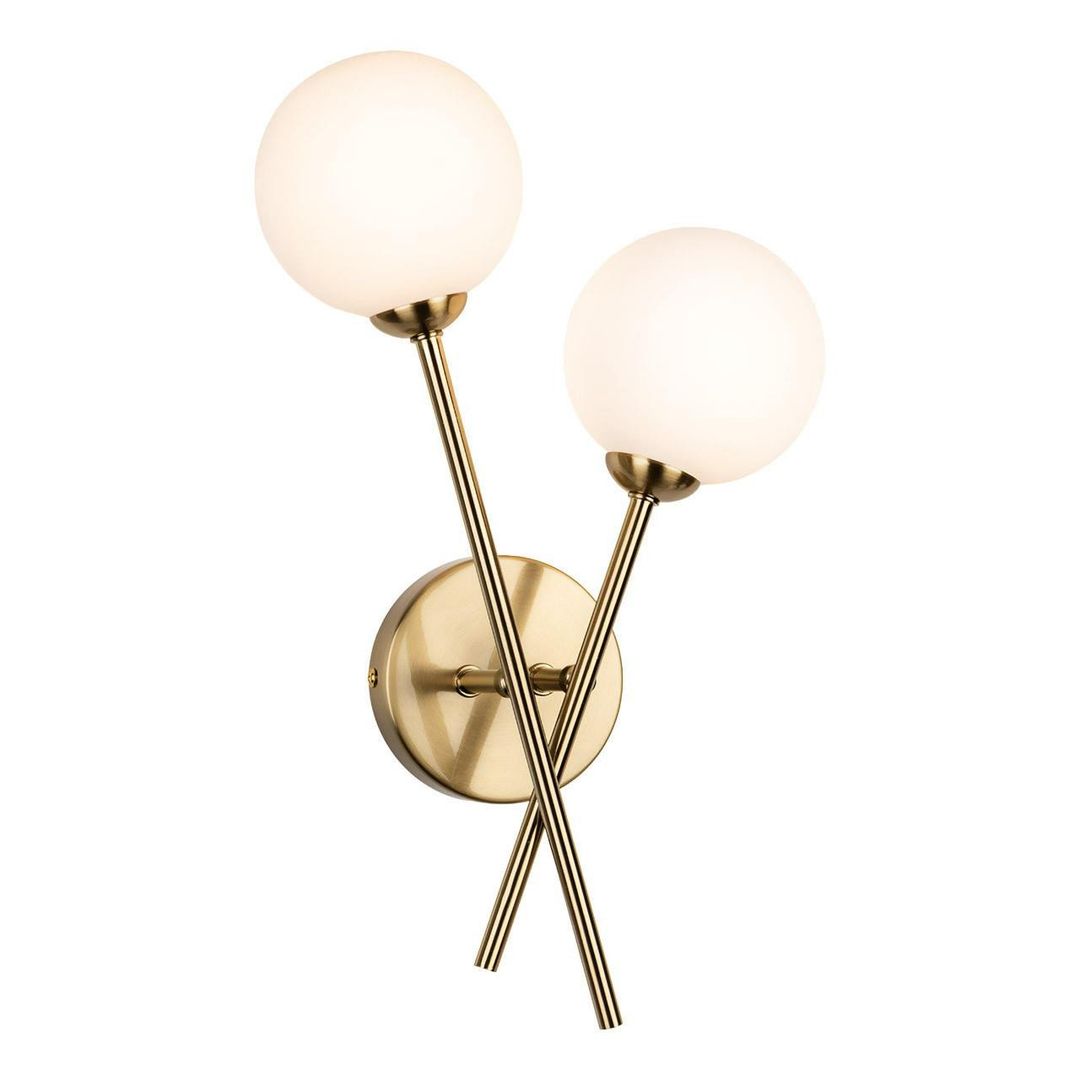 Firstlight Lando 2-Light Wall Wall Light Opal in Brushed Brass - Image 1