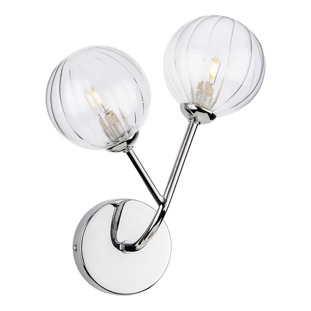 Firstlight Groves 2-Light Wall Wall Light Clear in Chrome - Image 1