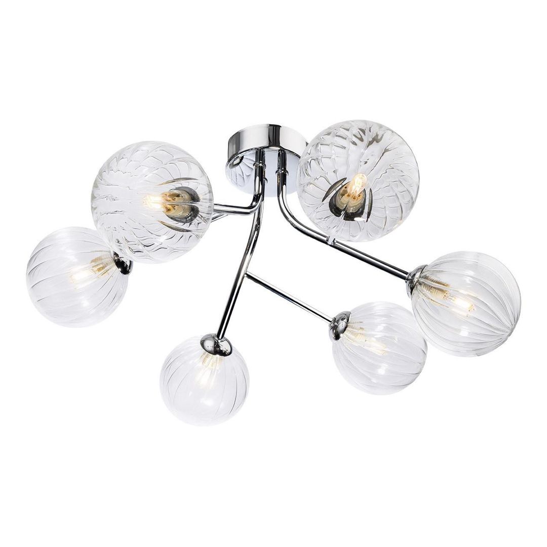 Firstlight Groves 6-Light Semi-Flush Ceiling Light Clear in Chrome - Image 1