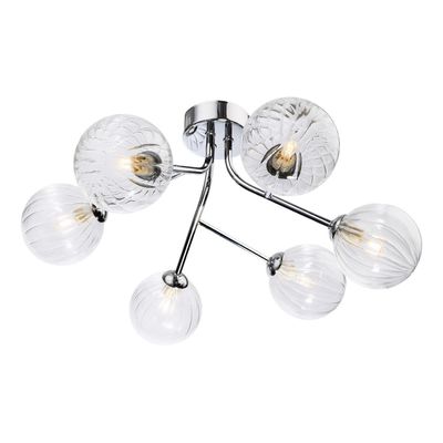 Firstlight Groves 6-Light Semi-Flush Ceiling Light Clear in Chrome