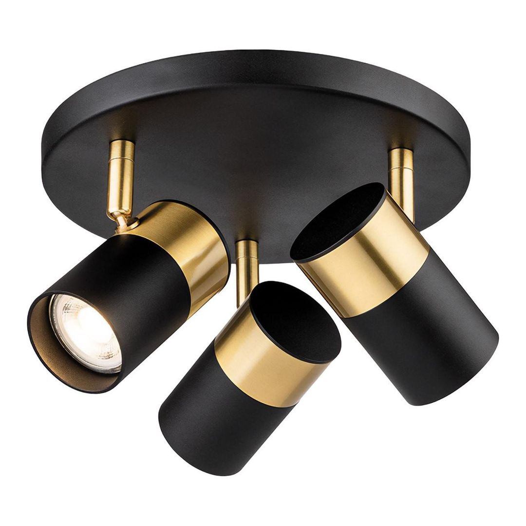Firstlight Roma 3-Light Ceiling Spotlight in Black and Brushed Brass - Image 1
